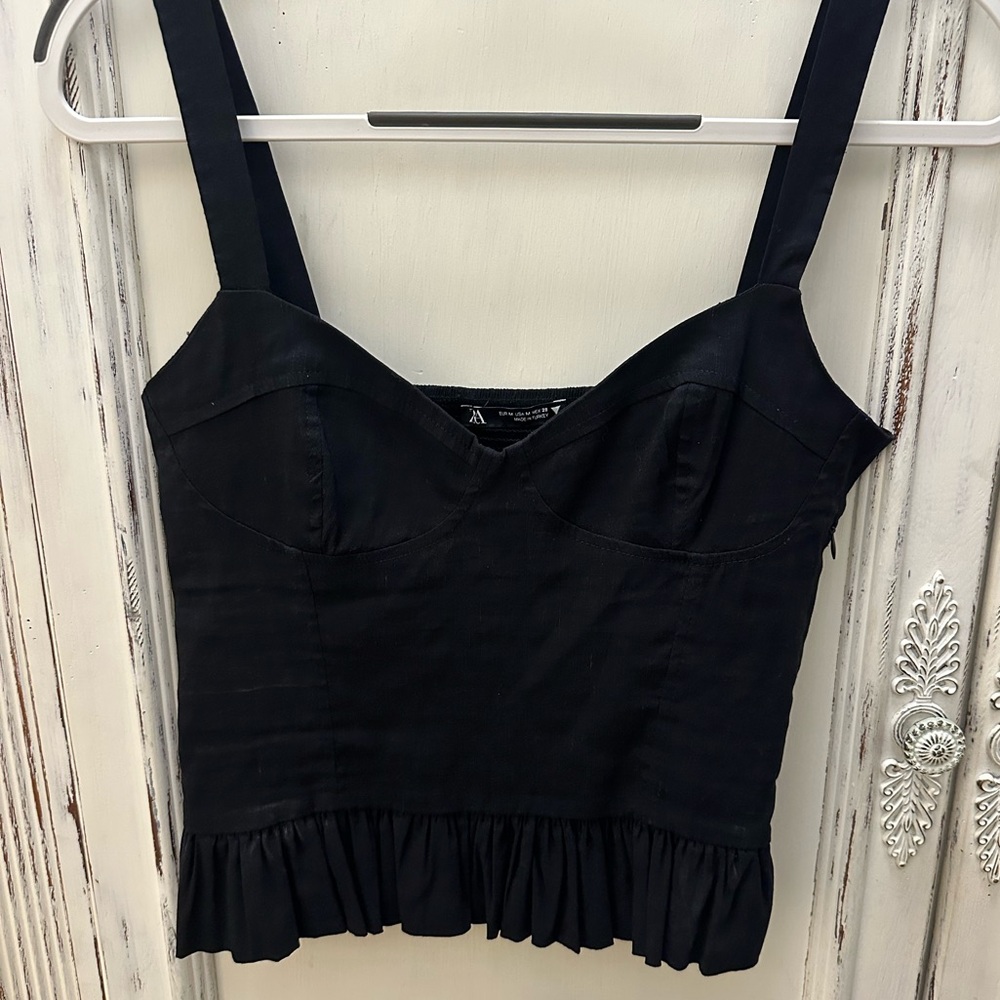 ZARA Women's Crop Bustier Top Black Size M